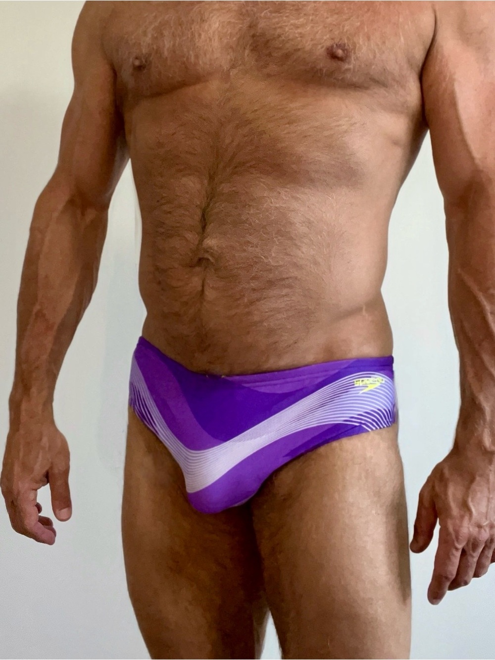 Speedo Purple & White Men's Swim Brief, Pro LT, performance fit
